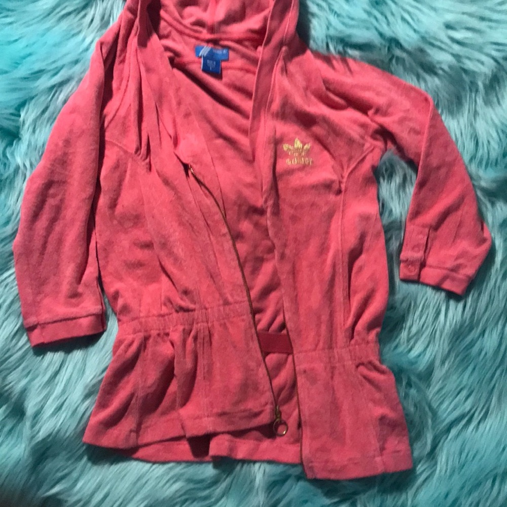 Adidas Pink terry cloth summer hoodie size Small